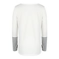 thumbnail image 5 of YYDGH Women's Crew Neck Button Striped T-shirt Casual Comfort Long Sleeve Top Blouses White XL, 5 of 6
