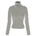 thumbnail image 1 of MixMatchy Women's Tight Fit Lightweight Solid/Stripe Long Sleeves Turtle Neck Top, 1 of 5