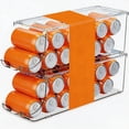 thumbnail image 1 of Paquete de 2 organizadores de latas de soda para refrigerador, apilables, latas de comida enlatada, dispensador de latas con tapa para nevera, congelador, contenedores de almacenamiento, 1 of 4