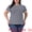 Navy Blue, variant on DARING DIVA Women's Plus Round Neck Striped Ruffle Blouse 1X Navy Blue