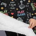 thumbnail image 3 of Oversized Wearable Blanket Hoodie,Multicolor Controllers Games Icons Black Pattern Sherpa Blanket Hoodie with Super Pockets,Super Warm Fuzzy Pullover for Women & Men, 3 of 6