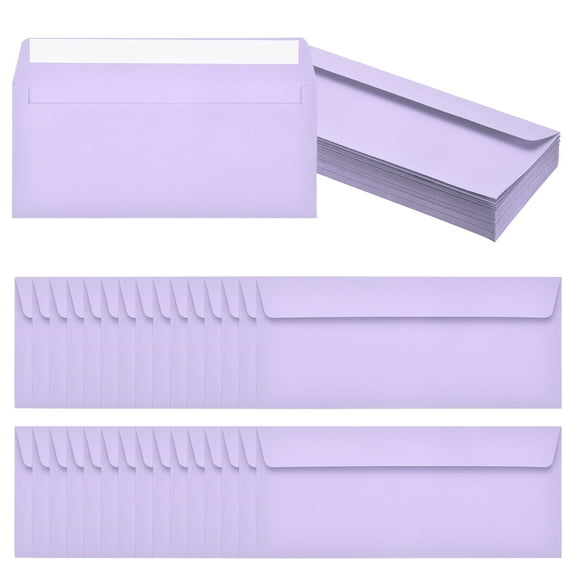 Uxcell 60 Pack Light Purple #10 Business Envelopes, Colored Self Seal Letter Size