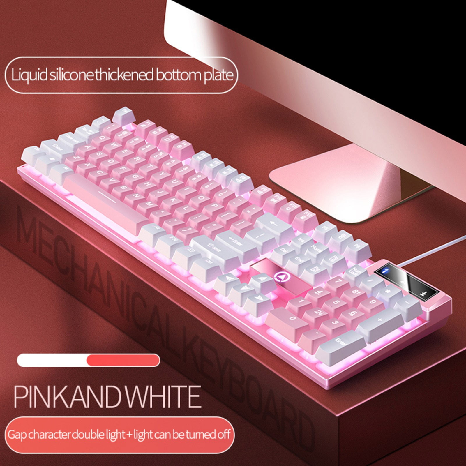 Wired Gaming Keyboard 104-Key, Colorful RGB Backlit Computer Keyboard with Ergonomic Mechanical Feel, Waterproof USB PC Keyboards for Desktop PC Laptop Gaming and Office Use.