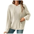 thumbnail image 2 of Sweater Hoodies for Women 2025 Long Sleeve Ribbed Knit Hoodie Sweater with Pockets Hooded Sweatshirt Pullover Tops, 2 of 8