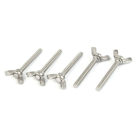 5-Pack M6 Stainless Steel Wing Screws - 304 Grade, 1mm Pitch, 16mm Length - Easy Thumb & Finger Tightening