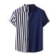 thumbnail image 1 of Camisas Tipo Para Hombre Camisa Casual Splice Button Turn Camisas de cuello corto de Strudy Men (Blue, L), 1 of 6