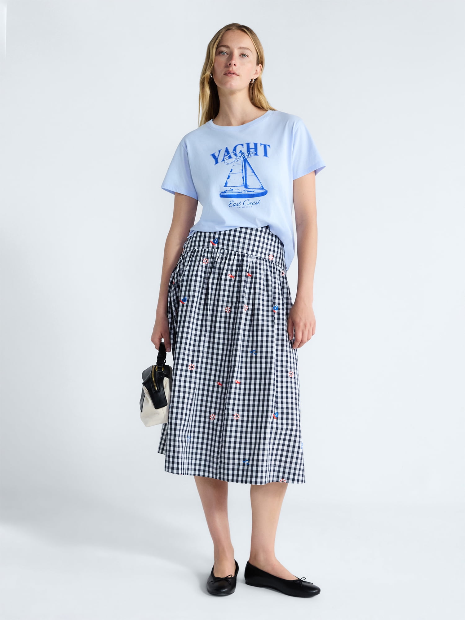 Free Assembly Women's and Women's Plus Cotton Cropped Boxy Tee with Short Sleeves, Sizes XS-4X