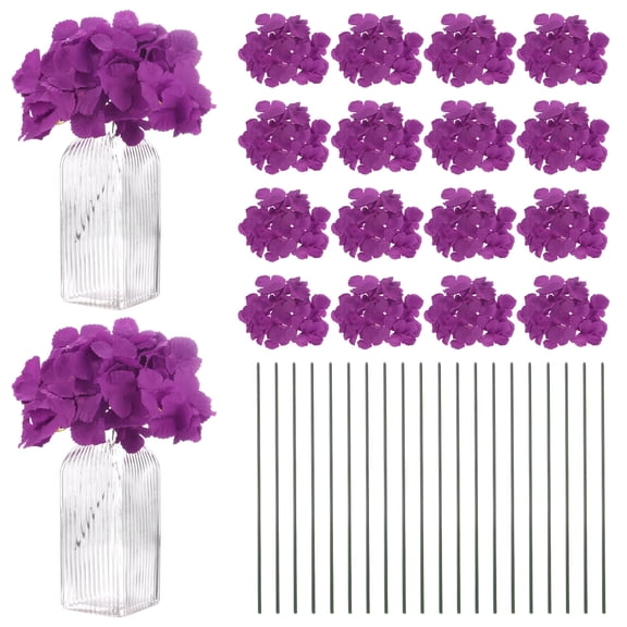 Uxcell 40 Paquete de Flores de Hortensia de Seda para Decoración del Hogar Púrpura
