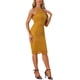 thumbnail image 4 of INSPIRE CHIC Vestido Elegante de Encaje para Mujer con Cuello Halter Sin Mangas Cuerpo Ajustado Cóctel Sheath Midi Vestido Amarillo Oscuro L, 4 of 6