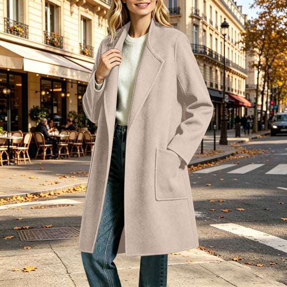 uublik Trench Coat Women Khaki Long Sleeve Elegant Classic Overcoat Fall Winter Clothing