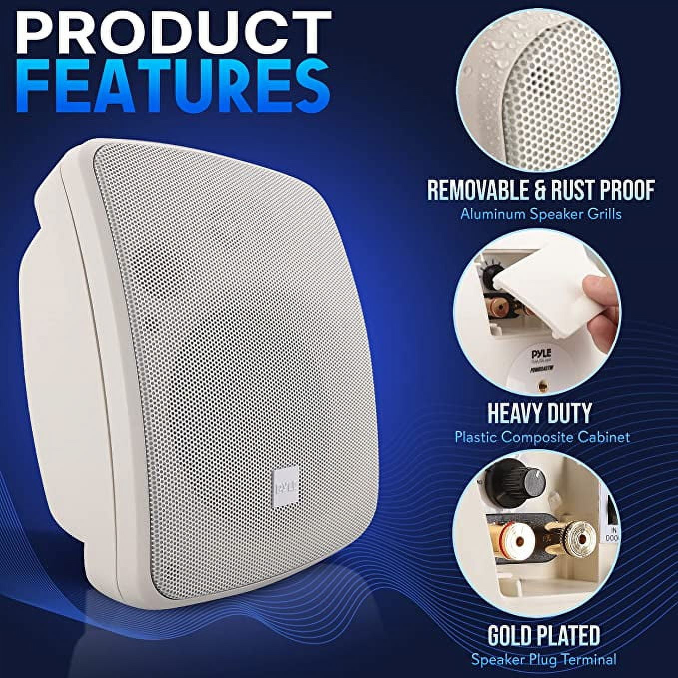 Pyle Outdoor Patio Speaker - 3.5" 2-Way Weatherproof Wall/Ceiling Mounted Dual Speaker (White)