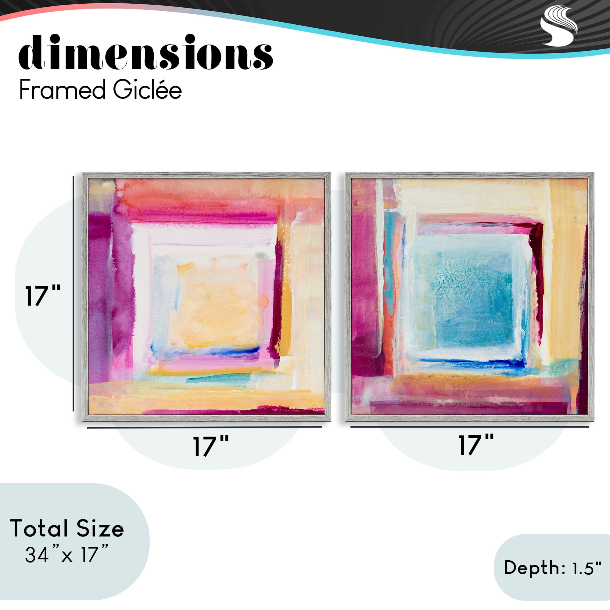 Stupell Industries Pink & Yellow New Day 2 Piece Gray Framed Giclee Art Set, design by Lanie Loreth