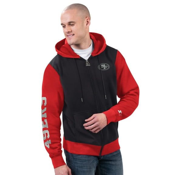 Men's Starter Black/Scarlet San Francisco 49ers Thursday Night Gridiron Full-Zip Hoodie