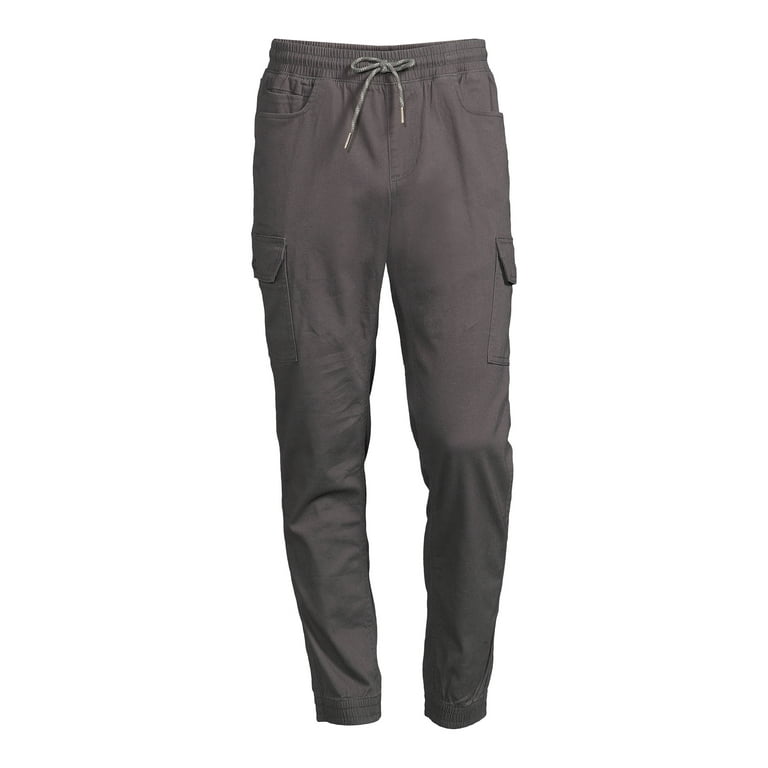 Drop Crotch Premium Washed Charcoal Stretch Twill Jogger Pants With Zipper  Pockets