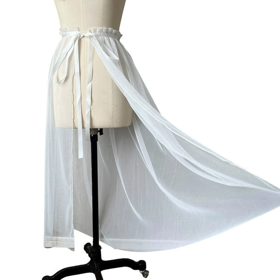 SDFGTstore Maxi Long Tulle Skirt Detachable Overlay Overskirt High Waist Layers Mesh Skirt