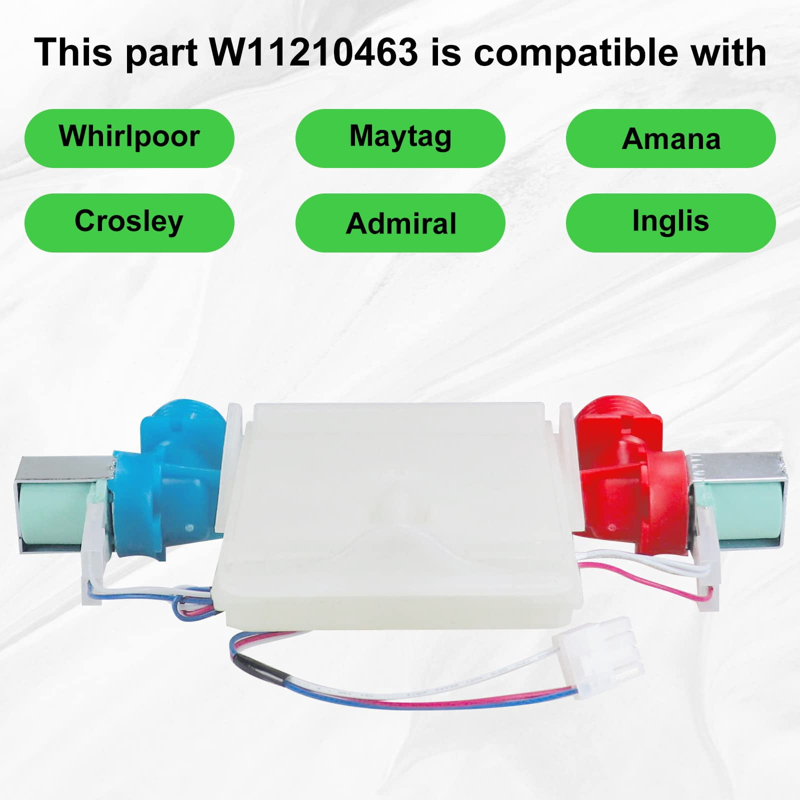 W11101906 W11210463 Washer Water Inlet Valve, Replaces For W10701461 W10883458 W10869803 W11038696 AP6329219, Compatible with Whirl.pool Am.ana Cro.sley May.tag