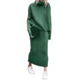 thumbnail image 2 of Riforla Fashion Winter 2 Piece Ribbed Knitted Wool Sweater Turtleneck Women Set Female Elegant Women Casual Dresses Matching Sets Women Clothing Green L, 2 of 6