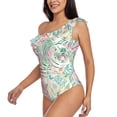thumbnail image 4 of Balery Watercolor Tiger One Shoulder Swimsuits for Women Ruffle Swimsuits Tummy Control One Shoulder Bathing Suits-X-Large, 4 of 8