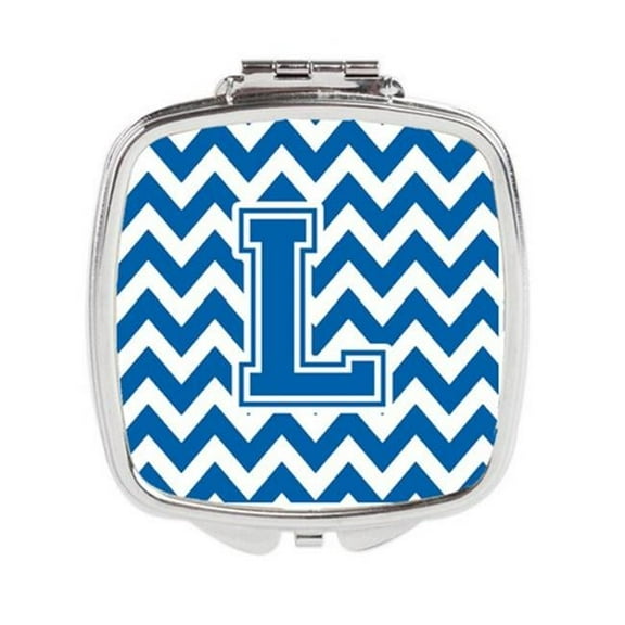 Letter L Chevron Blue & White Compact Mirror - Blue & White - 3in. H x 0.3in. W x 2.75in. L