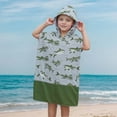 thumbnail image 2 of RUTAYY Children Girls Terry Robe Cartoon Hooded Beach Towel Oversized Soft Hooded Towel Wrap With Hoo In Bath Pool Beach Fun & Vibrant Designs, Army Green, 6-7 Years, 2 of 5