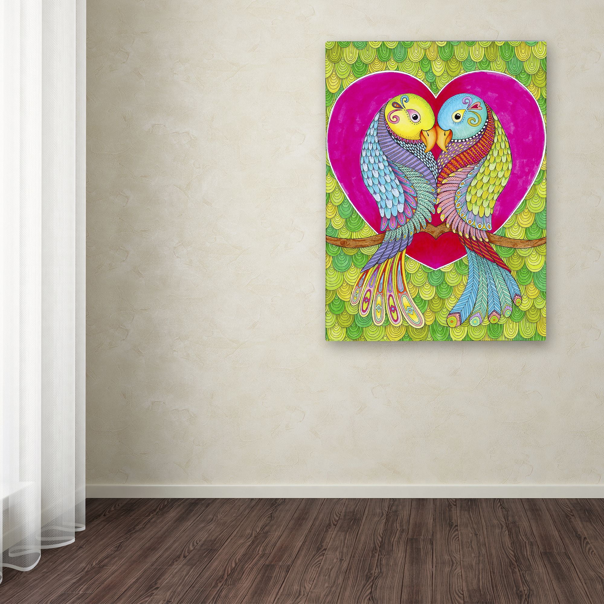 Trademark Fine Art "Lovebirds in Colour" Canvas Art by Hello Angel