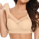thumbnail image 2 of Gibobby Camiseta sin mangas grande de encaje sin tirantes para mujer, ropa interior fina con pliegue lateral, sujetador ajustable (Beige, XXXL), 2 of 3