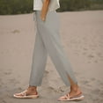 thumbnail image 2 of Futezty Women Casual Loose Elastic Waist Cotton Trouser Cropped Wide Leg Pants Women Linen Palazzo Pants Summer Boho Wide Leg High Waist Casual Beach Travel Vacation Pants, 2 of 7