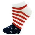 thumbnail image 3 of Womens USA Flag Socks, Patriotic Stars & Stripes Sock, Soft American Novelty Holiday Bulk Pack (Stars & Stripes Ankle (12 Pairs)), 3 of 5