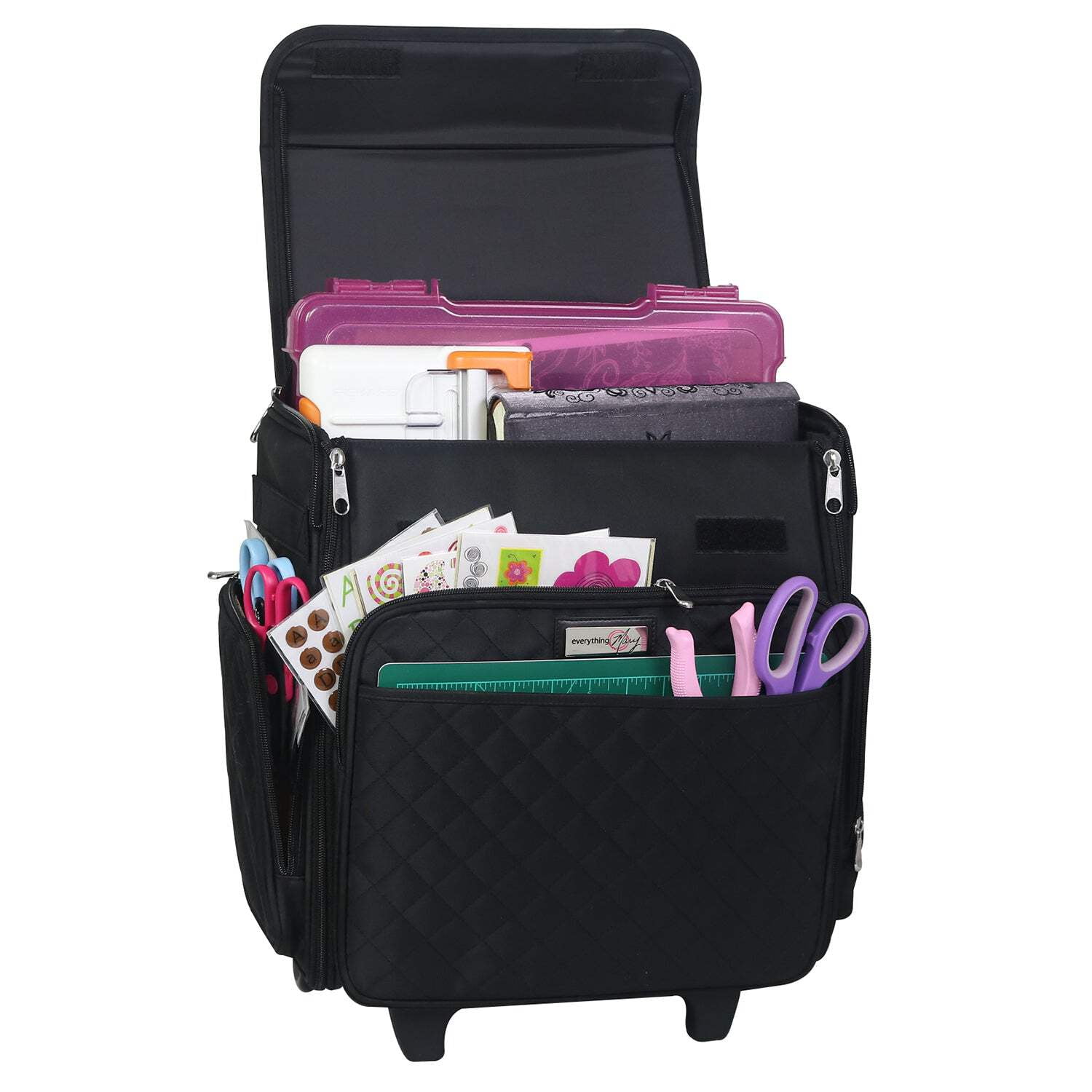 Collapsible Rolling Scrapbook  Featherweight Case, Black Quilted