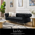thumbnail image 2 of Renesmee Sofa Black Leather PU Button Tufted 3 Seat Rolled Arms, 2 of 12