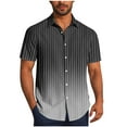 thumbnail image 2 of Tops for Men Plus Size Short Sleeve Button Up Lapel Gradient Casual Shirt Bowling Shirt Cuba Beach Summer Shirt Black XXXXL, 2 of 6