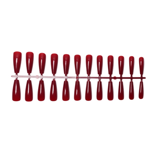 Seitruly 24 piezas Extra largas Prensa en uñas Artificial DIY Sólido Duradero Francés Elegante Uñas acrílicas para salones de manicura Arte Cubierta Juegos de manicura 1vino tinto Seitruly CE011405-01