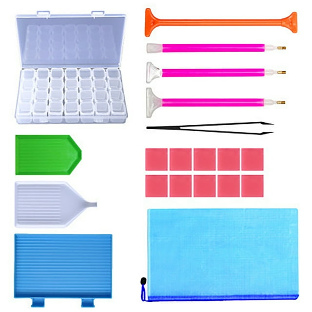 20Pcs Rhinestone Painting Tools and Accessories Kit with Jewelry Box Puncture Pen for DIY Painting Art