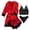 Red, variant on Women' Silk Satin Pajamas Set 4pcs Lingerie Floral Lace Cami Sleepwear with Robe,Black,XS