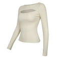 thumbnail image 4 of Women's T-Shirts Sexy Long Sleeve Navelless Half High Neck Solid Color Top for Stylish Everyday Wear, 4 of 7