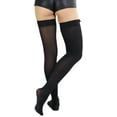 thumbnail image 2 of ToBeInStyle Women's Opaque Satin Bow Accent Thigh Highs - Black/Red - One Size, 2 of 5