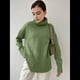 thumbnail image 4 of Suéter de Punto Holgado e Informal con Aberturas para Mujer, de Color Liso, con Cuello Alto, para Otoño e Invierno. Verde M, 4 of 9