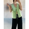 thumbnail image 4 of Raccmtaty Women Plaid Tank Tops Front Tie-Up V-Neck Casual Vests Summer Fashion Sleeveless Tops Streetwear, 4 of 7