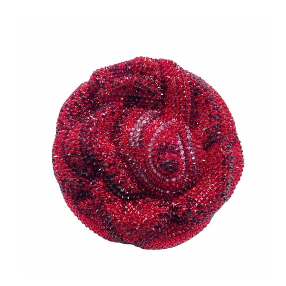 MASWLM Women's Rose Crystal Clutch Bag Red Shiny Diamond Wallet is Suitable for Weddings and Parties