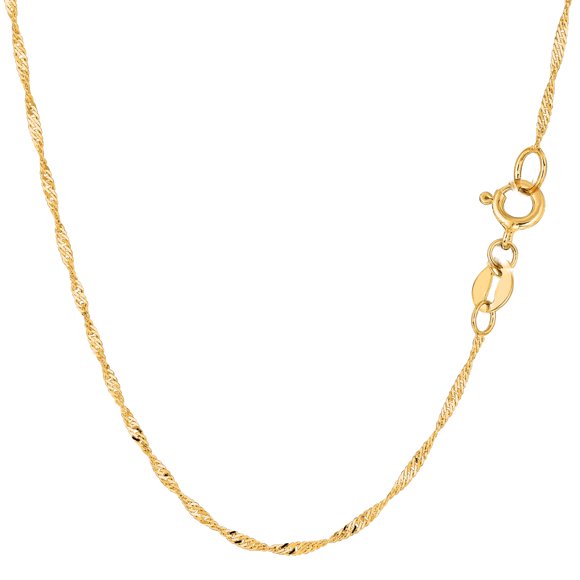 10k Yellow Gold Singapore Chain Necklace, 1.5mm, 20"