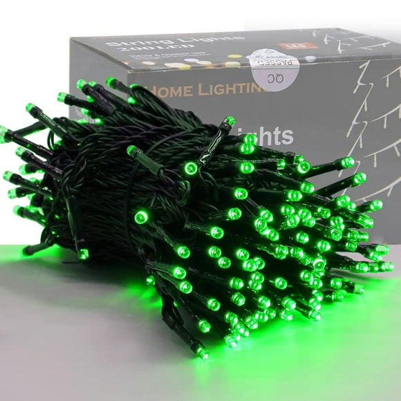 Cadena de luces para el hogar, 200 LED, 20 m, verde, 8 modos, 110 V