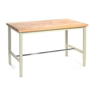 Maple Butcher Block Square Edge Top Workbench with Drawer & Riser, 60