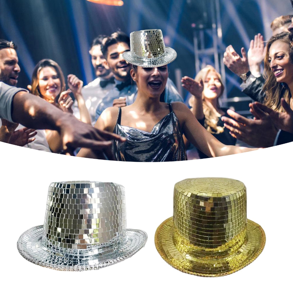 WINDLAND Sparkly Mirrored Panama Hat Reflective Top Hat for Bachelorette Party
