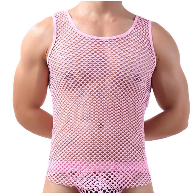 70 % de Rabais! Grrvtrz Débardeur Sans Manches Transparent pour Hommes en Maille Ajourée, Débardeur Ajusté en Résille, Chandail de Musculation, Tenue de Boîte de Nuit