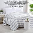 thumbnail image 6 of Southshore Fine Living, Inc. 100% Cotton Striped Blanket for Twin Bed, Twin Blanket, Grey and White, 6 of 9