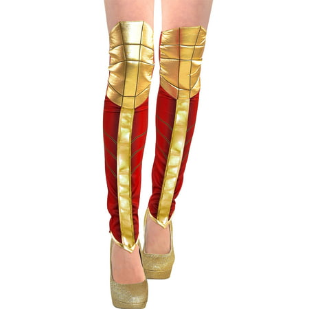 Suit Yourself Wonder Woman Leg Warmers for Adults, One Size, Feature Metallic Gold and Red Design to Look Like Boots