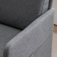 thumbnail image 6 of Single Seat Lounge Chair with 4 Side Pockets, Linen Fabric Upholstered Arm Chair, Comfy Single Sofa Accent Chair for Bedroom Living Room Guestroom, Gray, 6 of 7