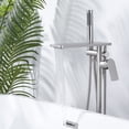 thumbnail image 5 of Wowow Brass Freestanding Bathtub Faucet Single-Handle Floor Mount Claw Foot Tub Faucet with Hand Shower in Brushed Nickel, 5 of 8