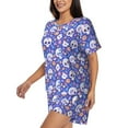 thumbnail image 2 of Fotbe flower Skull cartoon Print Pajama Set for Women 2 Piece Loungewear Short Sleeve Tops and Shorts Set Soft Sleepwear-4X-Large, 2 of 7