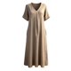 thumbnail image 5 of TaTaai Women's Spring Summer Solid Pullover Dress, V Neck Short Sleeve With Pockets, Casual Comfort for Home Daily Wear Gift, 5 of 5